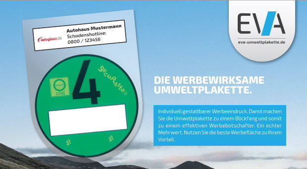 Werbewirksame Umweltplakette von E.V.A. GmbH aus Bruchsal